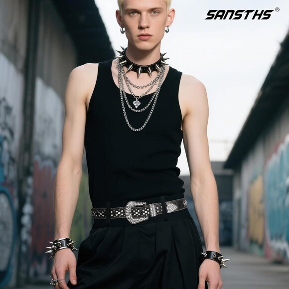 ⚡Women Rhinestone Belt Jeans Western Cowgirl Bling Studded Belt Grain Leather - Picture 6 of 7